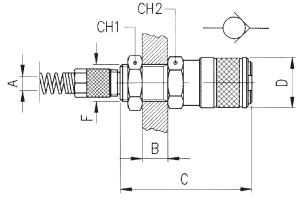 BULKHEAD SOCKET WITH COMPRESSION CONNECTION WITH SPRING