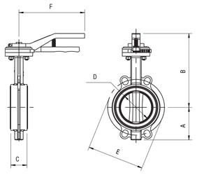 BUTTERFLY VALVE + SCREWS + NUTS + WASHERS